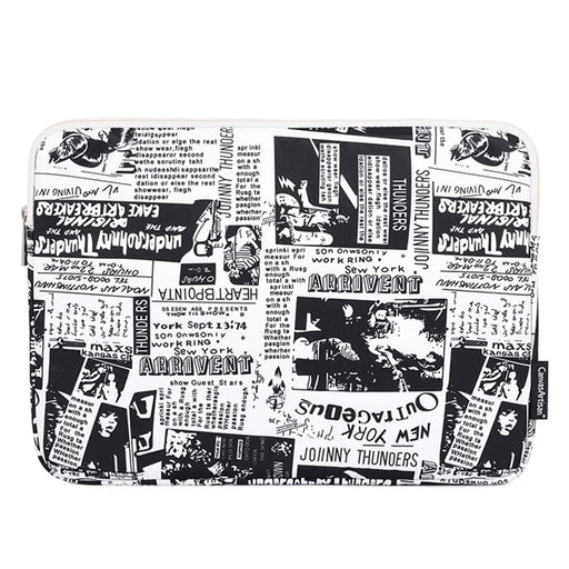 CANVASARTISAN H35-01 Newspaper Pattern Printing Laptop Protective Sleeve Case Notebook Carrying Cover Bag - White/11 inch - 1