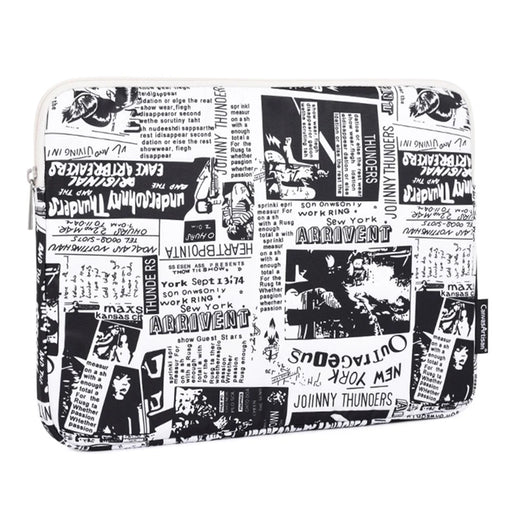 CANVASARTISAN H35-01 Newspaper Pattern Printing Laptop Protective Sleeve Case Notebook Carrying Cover Bag - White/11 inch - 2