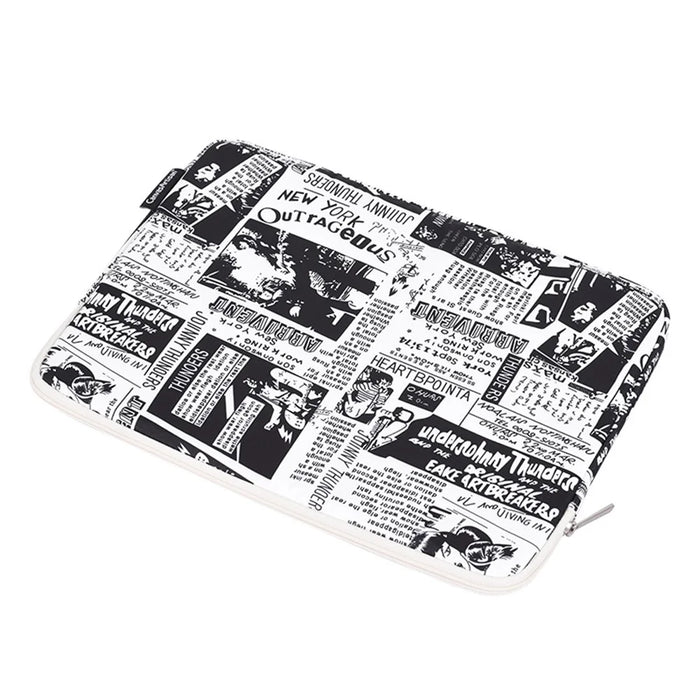 CANVASARTISAN H35-01 Newspaper Pattern Printing Laptop Protective Sleeve Case Notebook Carrying Cover Bag - White/11 inch - 3