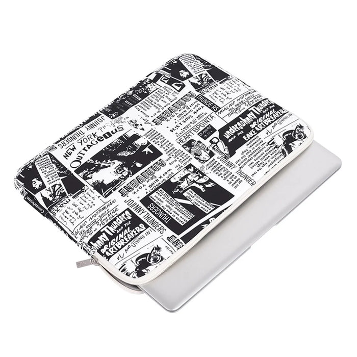 CANVASARTISAN H35-01 Newspaper Pattern Printing Laptop Protective Sleeve Case Notebook Carrying Cover Bag - White/11 inch - 4