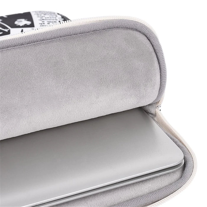 CANVASARTISAN H35-01 Newspaper Pattern Printing Laptop Protective Sleeve Case Notebook Carrying Cover Bag - White/11 inch - 6
