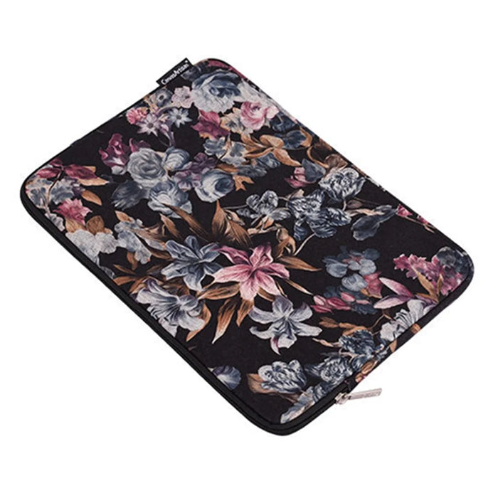 CANVASARTISAN H2-01 Fabric Watercolor Flower Pattern Laptop Sleeve Notebook Computer Protect Zipper Case Pouch Carrier Holder - Black/11 inch - 4
