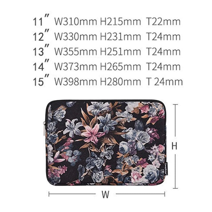 CANVASARTISAN H2-01 Fabric Watercolor Flower Pattern Laptop Sleeve Notebook Computer Protect Zipper Case Pouch Carrier Holder - Black/11 inch - 5