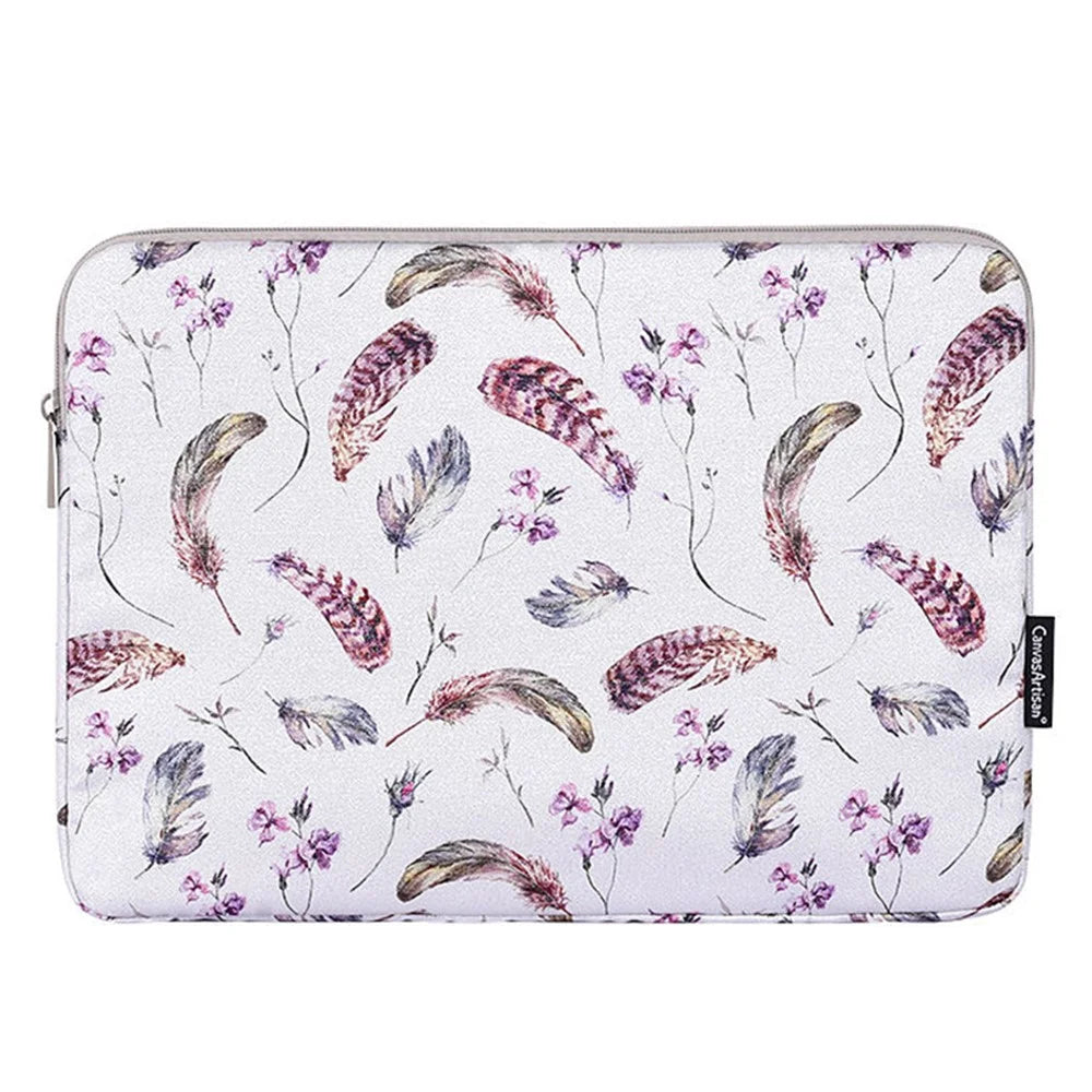 CANVASARTISAN H9-01 Laptop Sleeve Case Windbell Feather Pattern Protective Notebook Bag Computer Cover - White/11 inch - 1