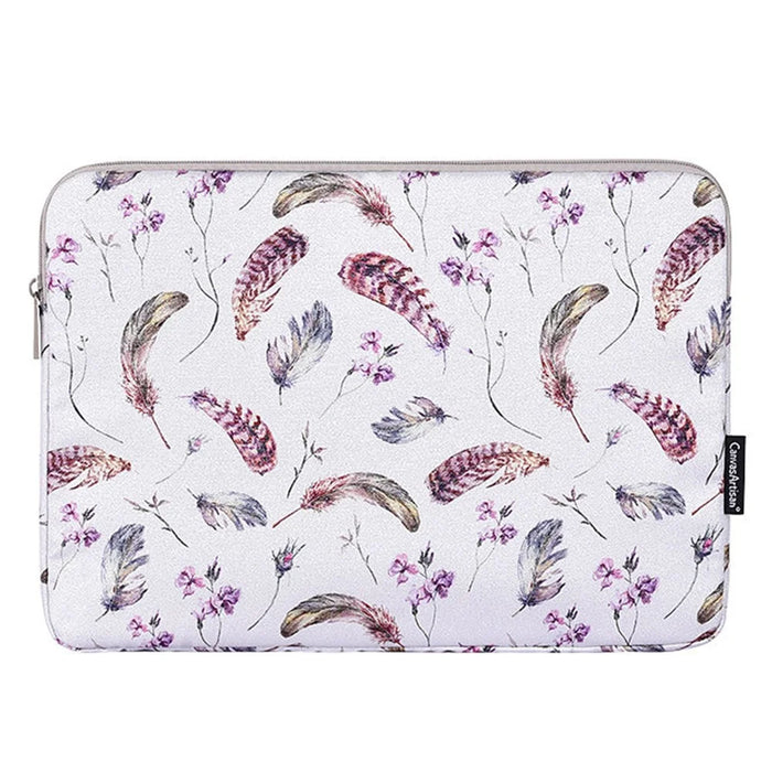 CANVASARTISAN H9-01 Laptop Sleeve Case Windbell Feather Pattern Protective Notebook Bag Computer Cover - White/11 inch - 1