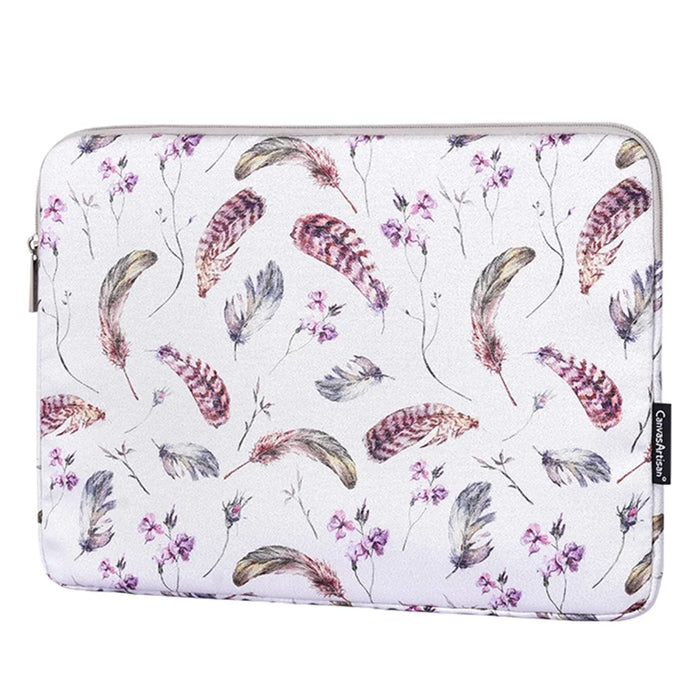 CANVASARTISAN H9-01 Laptop Sleeve Case Windbell Feather Pattern Protective Notebook Bag Computer Cover - White/11 inch - 2