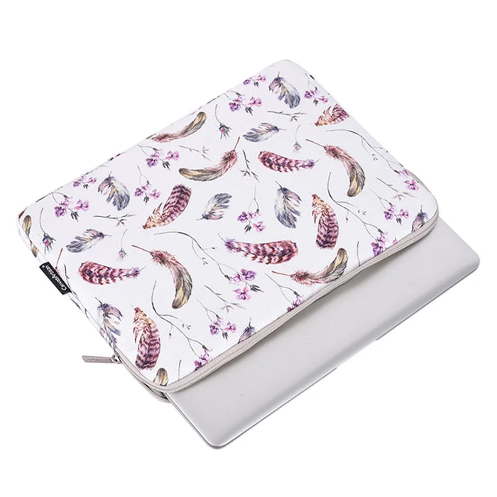 CANVASARTISAN H9-01 Laptop Sleeve Case Windbell Feather Pattern Protective Notebook Bag Computer Cover - White/11 inch - 3