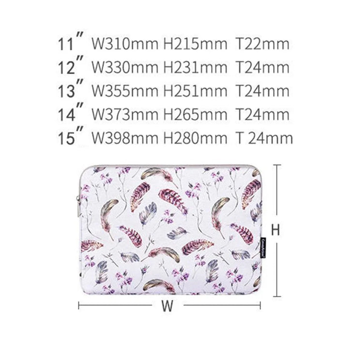 CANVASARTISAN H9-01 Laptop Sleeve Case Windbell Feather Pattern Protective Notebook Bag Computer Cover - White/11 inch - 4