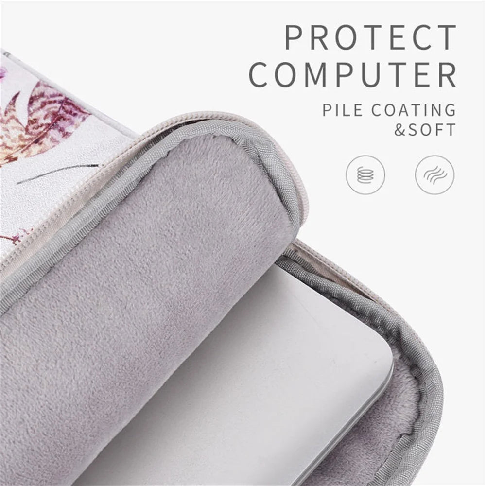 CANVASARTISAN H9-01 Laptop Sleeve Case Windbell Feather Pattern Protective Notebook Bag Computer Cover - White/11 inch - 5