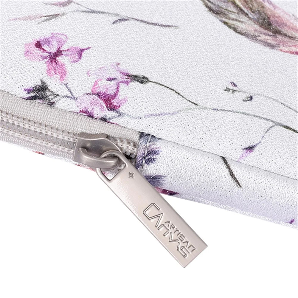 CANVASARTISAN H9-01 Laptop Sleeve Case Windbell Feather Pattern Protective Notebook Bag Computer Cover - White/11 inch - 7