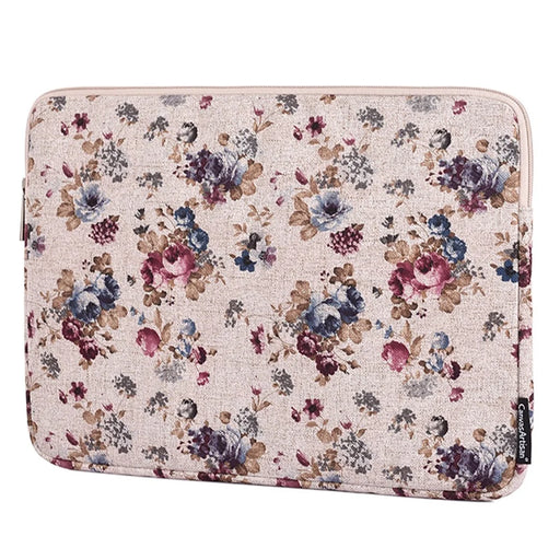 CANVASARTISAN H2-02 Laptop Sleeve Protective Case Fabric Flower Pattern Soft Carrying Zipper Bag Cover - Khaki/11 inch - 2