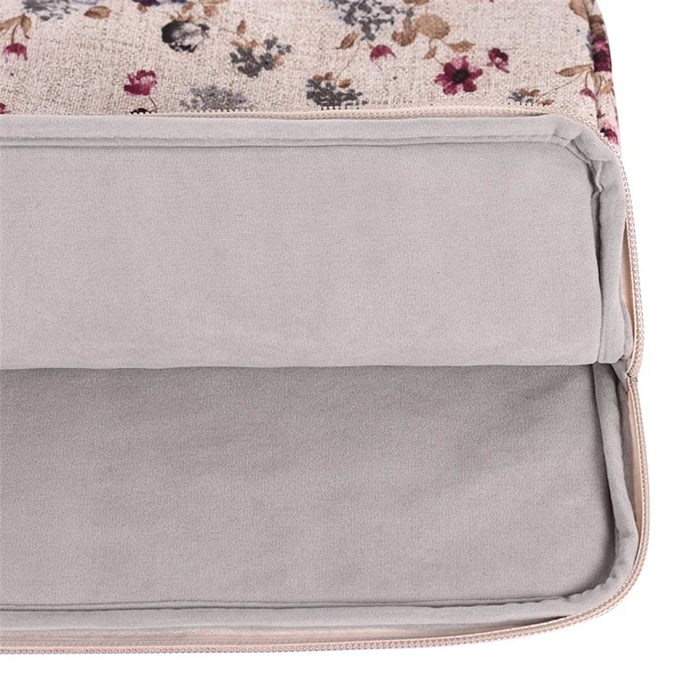 CANVASARTISAN H2-02 Laptop Sleeve Protective Case Fabric Flower Pattern Soft Carrying Zipper Bag Cover - Khaki/11 inch - 5