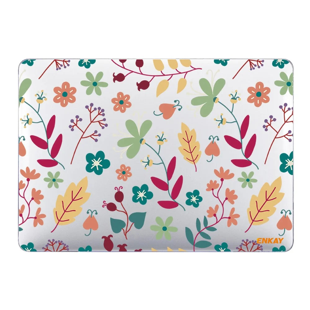 ENKAY HAT PRINCE for MacBook Pro 13-inch (2016-2017) A1706/ (2018-2019) A1989/ (2019) A2159 Flowers Pattern with Transparent Base Hard PC Crystal Sheer Laptop Case - Spring - 3