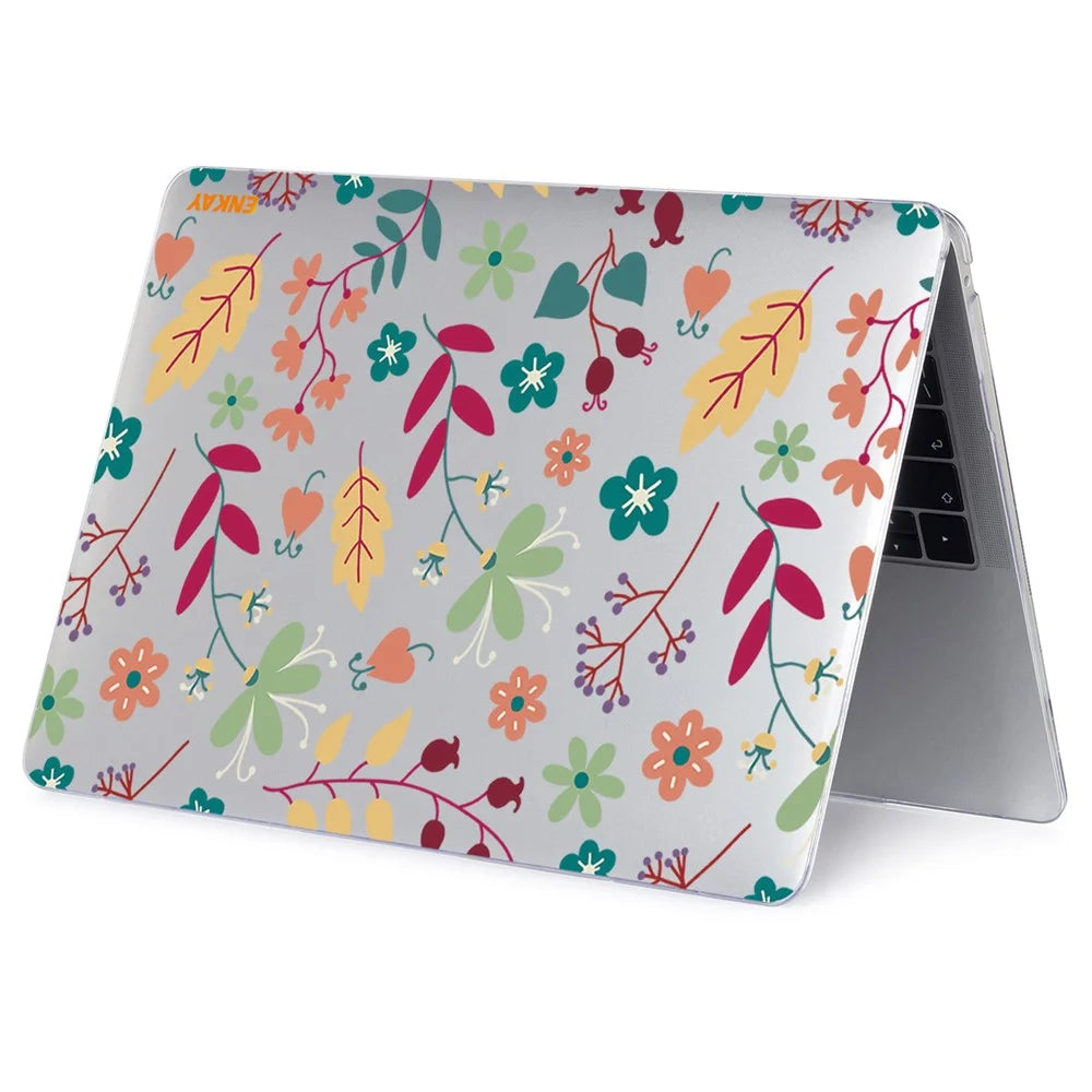 ENKAY HAT PRINCE for MacBook Pro 13-inch (2016-2017) A1706/ (2018-2019) A1989/ (2019) A2159 Flowers Pattern with Transparent Base Hard PC Crystal Sheer Laptop Case - Spring - 4
