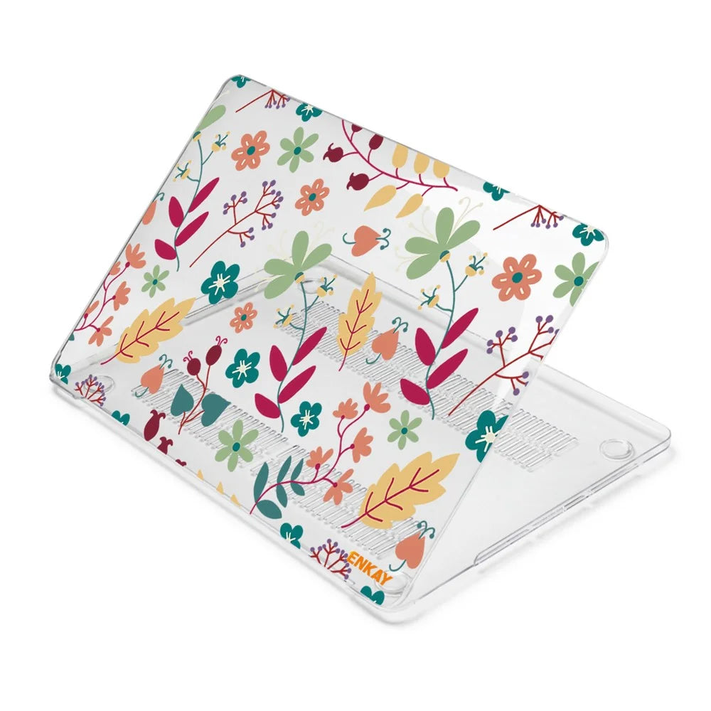 ENKAY HAT PRINCE for MacBook Pro 13-inch (2016-2017) A1706/ (2018-2019) A1989/ (2019) A2159 Flowers Pattern with Transparent Base Hard PC Crystal Sheer Laptop Case - Spring - 5