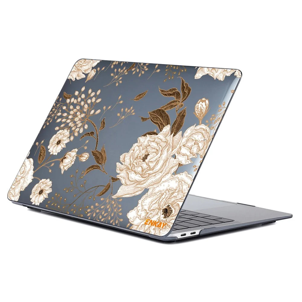 ENKAY HAT PRINCE for MacBook Pro 15 inch (2016-2017) A1707/ (2018-2019) A1990 Vintage Pattern Series Patterned Crystal Hard PC Two-Piece Structure Laptop Protective Case - Gold Peony - 1