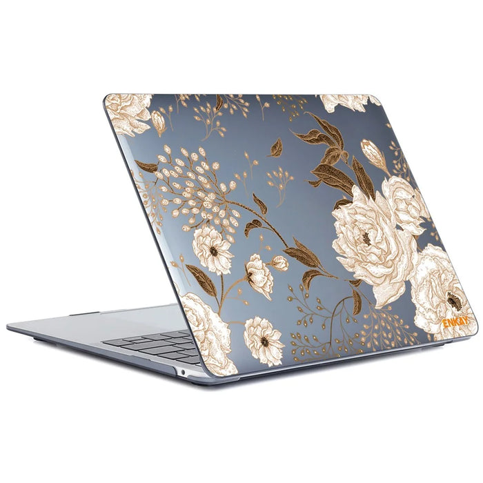 ENKAY HAT PRINCE for MacBook Pro 15 inch (2016-2017) A1707/ (2018-2019) A1990 Vintage Pattern Series Patterned Crystal Hard PC Two-Piece Structure Laptop Protective Case - Gold Peony - 2