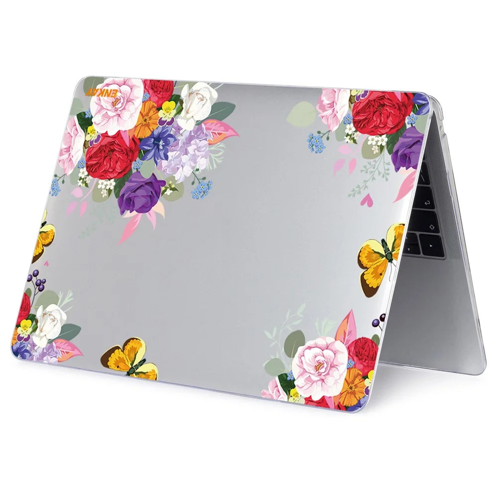 ENKAY HAT PRINCE for MacBook Pro 16 inch (2019) A2141 Anti-Scratch Flowers Series Patterned Crystal Sheer Hard PC Laptop Case - Rose - 4