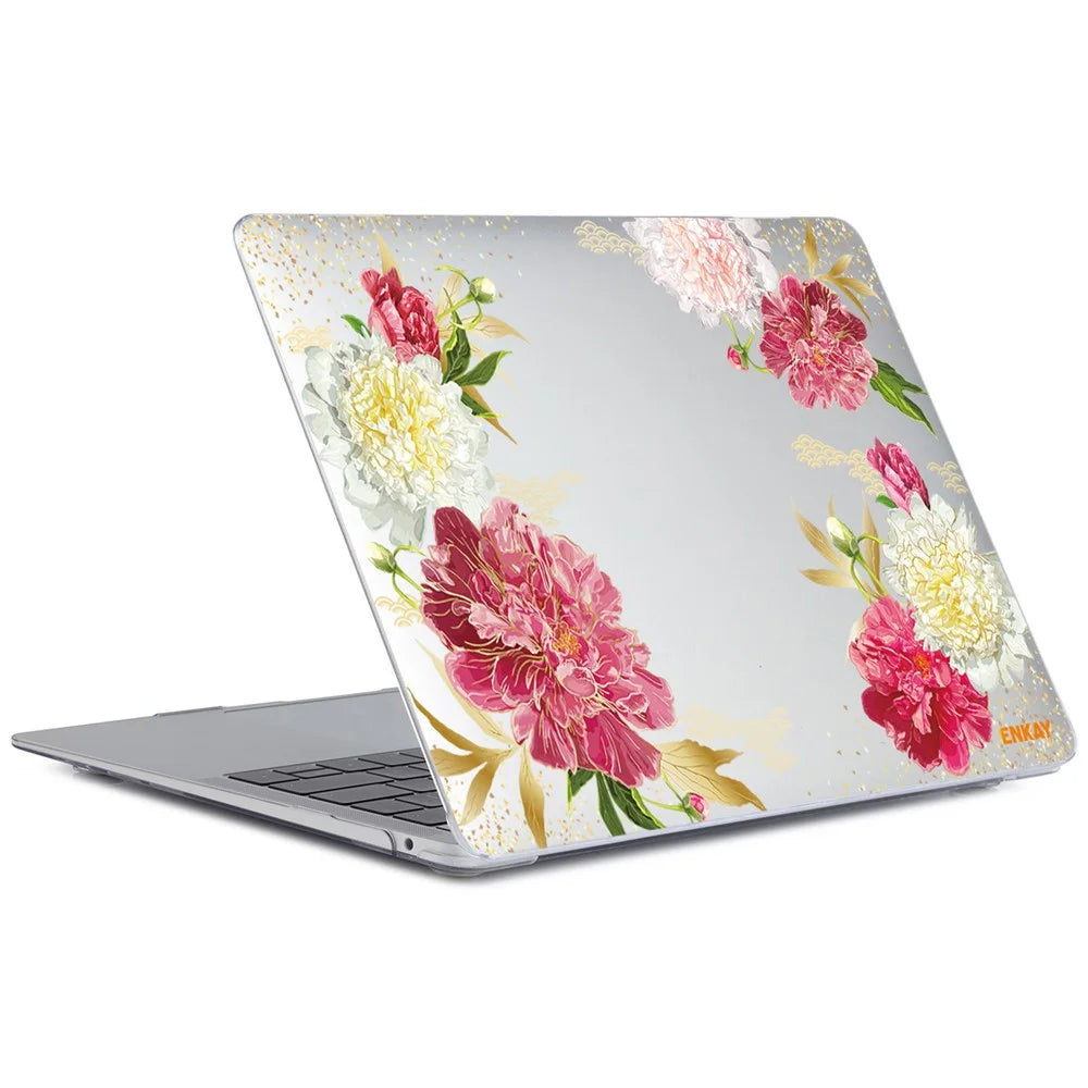 ENKAY HAT PRINCE for MacBook Pro 14 inch (2026) A3427 A3426 / (2025) A3434 A3112 A3185 A3401 / (2024) A2918 A2992 / (2023) A2779 / (2022) / (2021) A2442 Flowers Series Crystal PC Laptop Case - Chinese Herbaceous Peony - 2