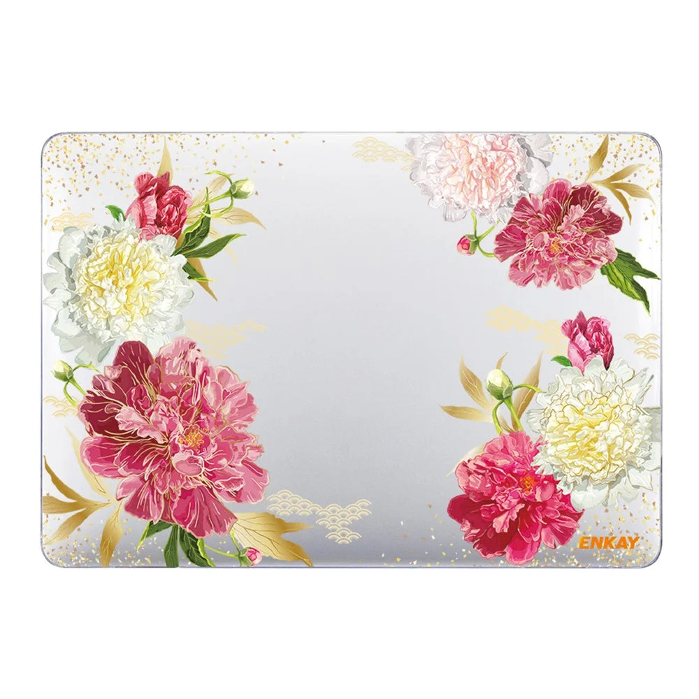 ENKAY HAT PRINCE for MacBook Pro 14 inch (2026) A3427 A3426 / (2025) A3434 A3112 A3185 A3401 / (2024) A2918 A2992 / (2023) A2779 / (2022) / (2021) A2442 Flowers Series Crystal PC Laptop Case - Chinese Herbaceous Peony - 3