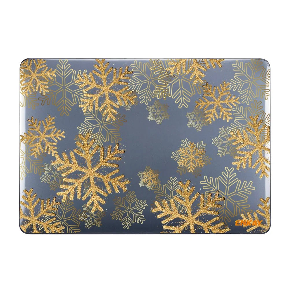ENKAY HAT PRINCE for MacBook Pro 14 inch (2026) A3427 A3426 / (2025) A3434 A3112 A3185 A3401 / (2024) A2918 A2992 / (2023) A2779 / (2022) / (2021) A2442 Flower Patterns Hard PC Laptop Case - Gold Snowflake - 2
