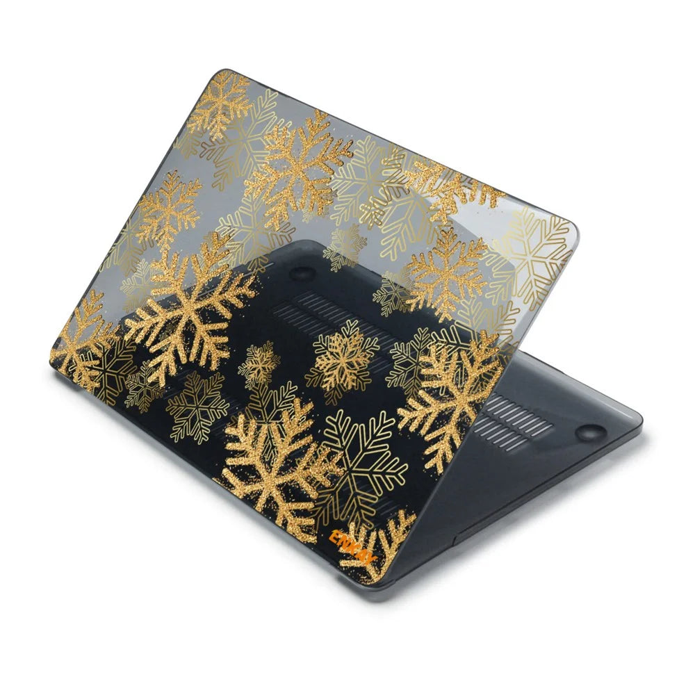 ENKAY HAT PRINCE for MacBook Pro 14 inch (2026) A3427 A3426 / (2025) A3434 A3112 A3185 A3401 / (2024) A2918 A2992 / (2023) A2779 / (2022) / (2021) A2442 Flower Patterns Hard PC Laptop Case - Gold Snowflake - 3
