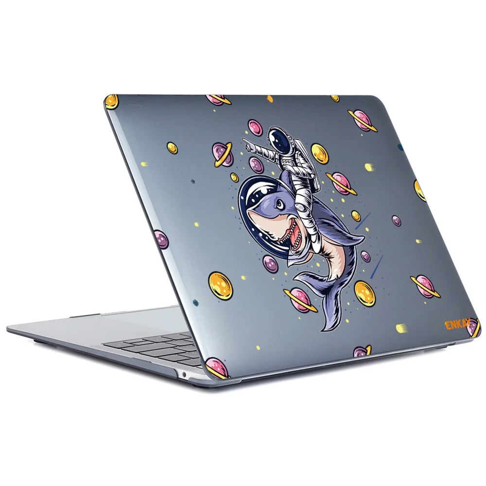 ENKAY HAT PRINCE for MacBook Pro 13-inch (2020) A2251/A2289/A2338 Planets Series Spaceman Patterns Sheer Anti-Wear/Scratch Hard PC Laptop Protective Case Cover - Shark - 2