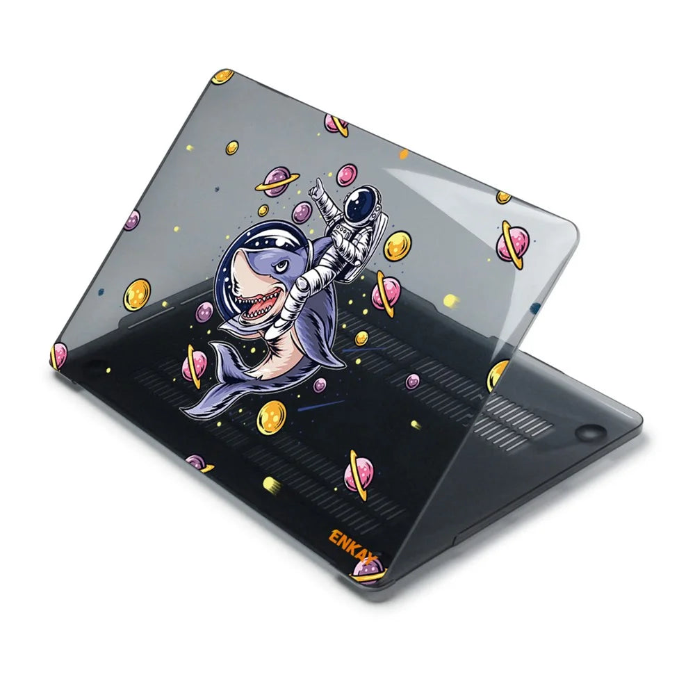 ENKAY HAT PRINCE for MacBook Pro 13-inch (2020) A2251/A2289/A2338 Planets Series Spaceman Patterns Sheer Anti-Wear/Scratch Hard PC Laptop Protective Case Cover - Shark - 4