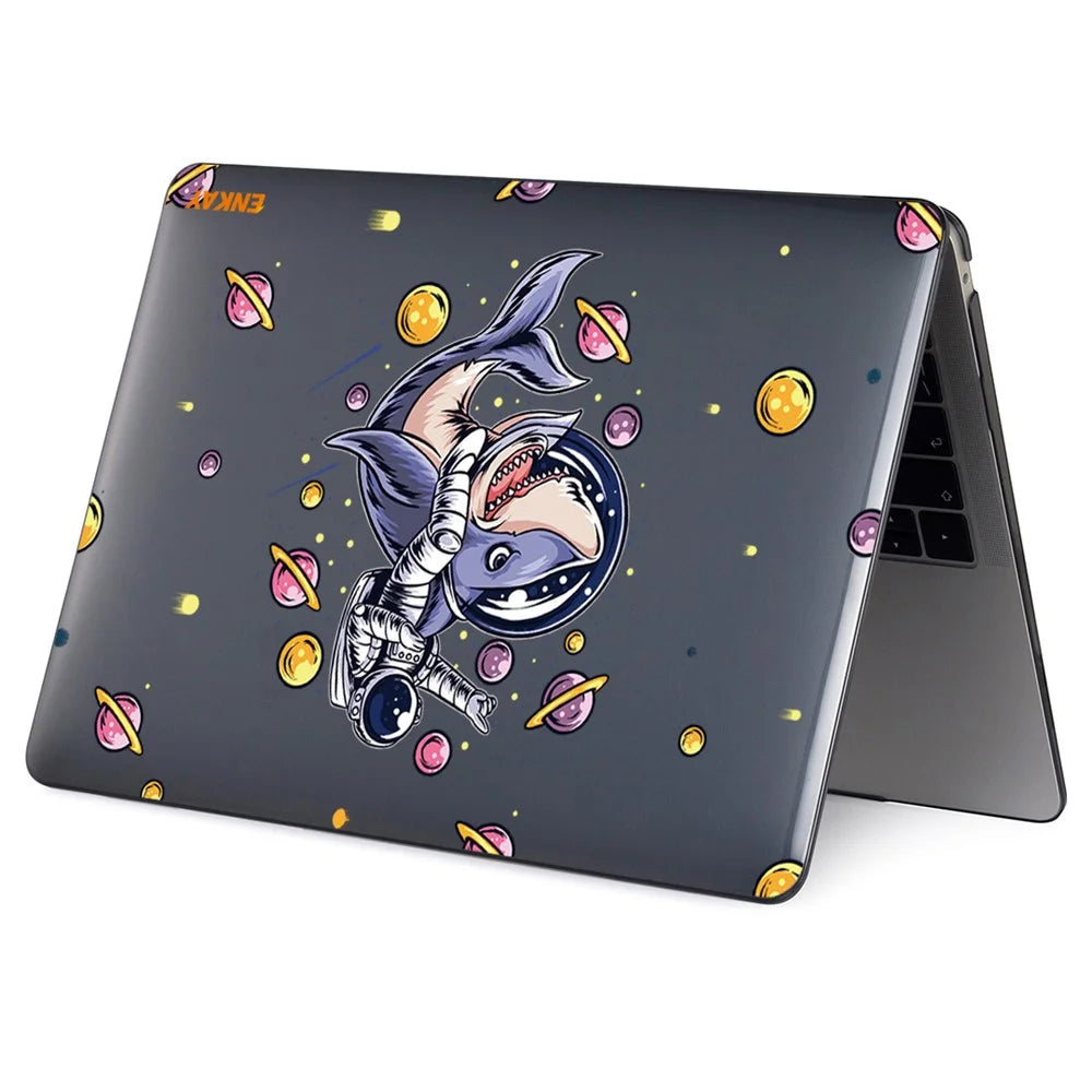 ENKAY HAT PRINCE for MacBook Pro 13-inch (2020) A2251/A2289/A2338 Planets Series Spaceman Patterns Sheer Anti-Wear/Scratch Hard PC Laptop Protective Case Cover - Shark - 5