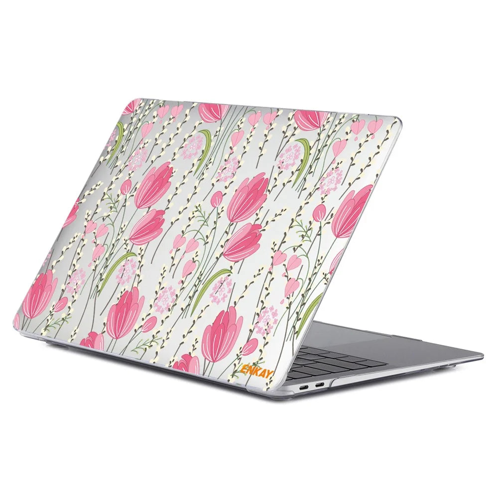 ENKAY HAT PRINCE For MacBook Air 13 inch (2018-2019) A1932/(2020) A2179 A2337 Laptop Hard PC Protective Case Flower Pattern Heat Dissipation Notebook Shell Cover - Tulip - 1
