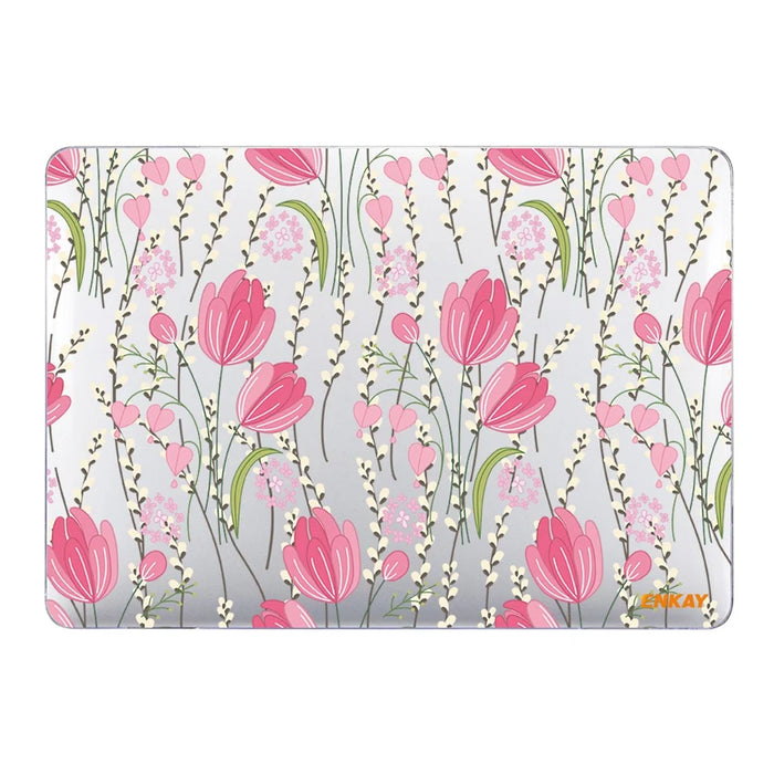 ENKAY HAT PRINCE For MacBook Air 13 inch (2018-2019) A1932/(2020) A2179 A2337 Laptop Hard PC Protective Case Flower Pattern Heat Dissipation Notebook Shell Cover - Tulip - 3