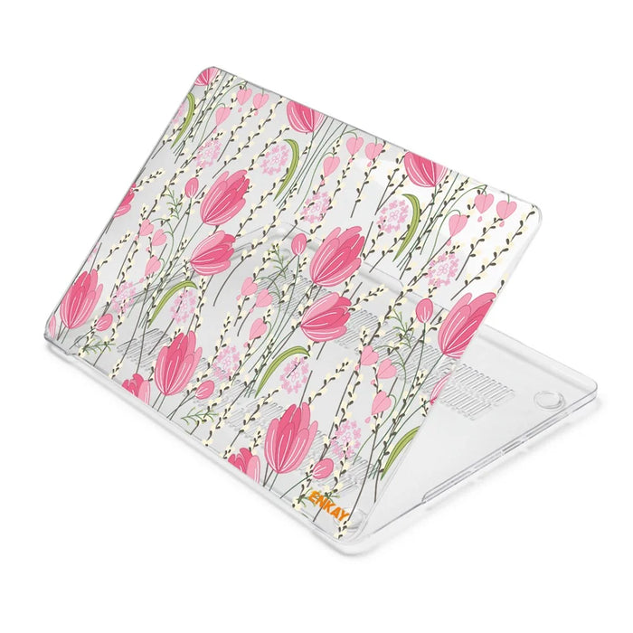 ENKAY HAT PRINCE For MacBook Air 13 inch (2018-2019) A1932/(2020) A2179 A2337 Laptop Hard PC Protective Case Flower Pattern Heat Dissipation Notebook Shell Cover - Tulip - 5