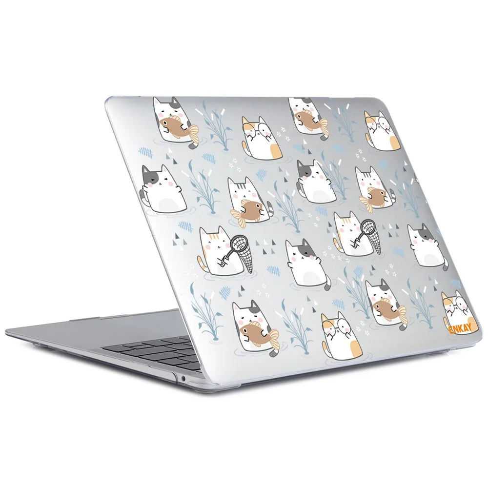 ENKAY HAT PRINCE Cartoon Pattern Notebook Cover for MacBook Pro 13 inch (2016-2017) A1706 A1708 /(2018-2019) A1989/ (2019) A2159 Laptop Protector Heat Dissipation Hard PC Case - Cute Cat - 2