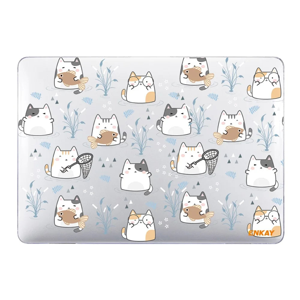ENKAY HAT PRINCE Cartoon Pattern Notebook Cover for MacBook Pro 13 inch (2016-2017) A1706 A1708 /(2018-2019) A1989/ (2019) A2159 Laptop Protector Heat Dissipation Hard PC Case - Cute Cat - 3