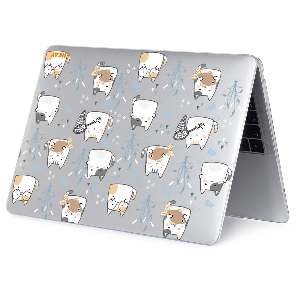 ENKAY HAT PRINCE Cartoon Pattern Notebook Cover for MacBook Pro 13 inch (2016-2017) A1706 A1708 /(2018-2019) A1989/ (2019) A2159 Laptop Protector Heat Dissipation Hard PC Case - Cute Cat - 4