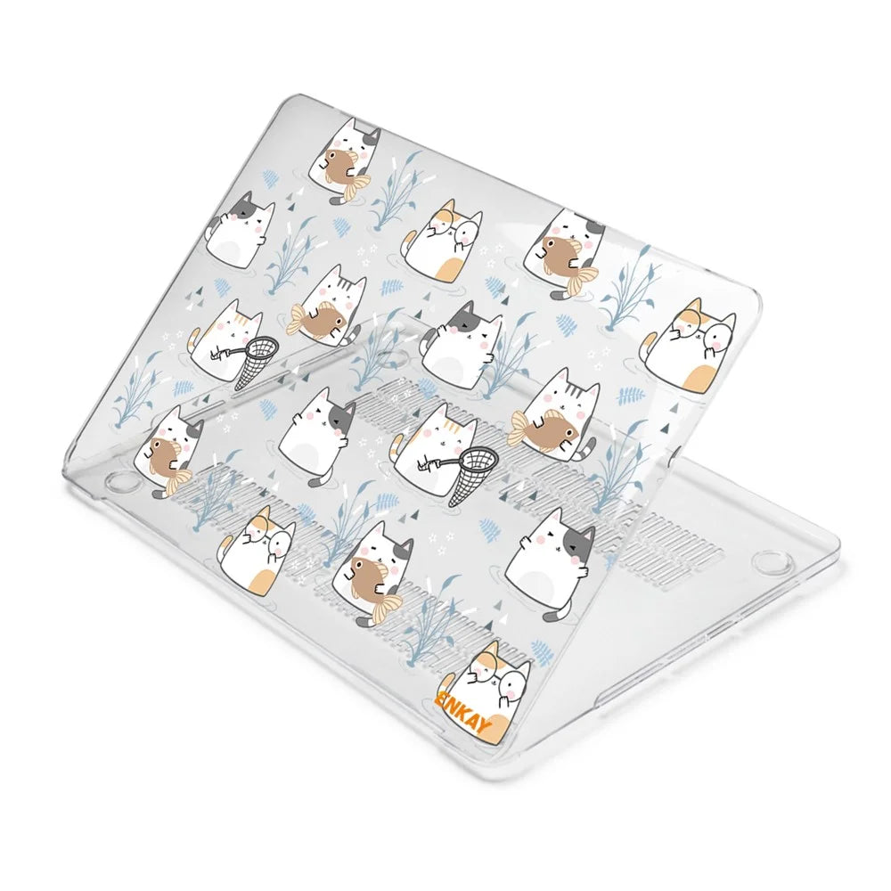 ENKAY HAT PRINCE Cartoon Pattern Notebook Cover for MacBook Pro 13 inch (2016-2017) A1706 A1708 /(2018-2019) A1989/ (2019) A2159 Laptop Protector Heat Dissipation Hard PC Case - Cute Cat - 5
