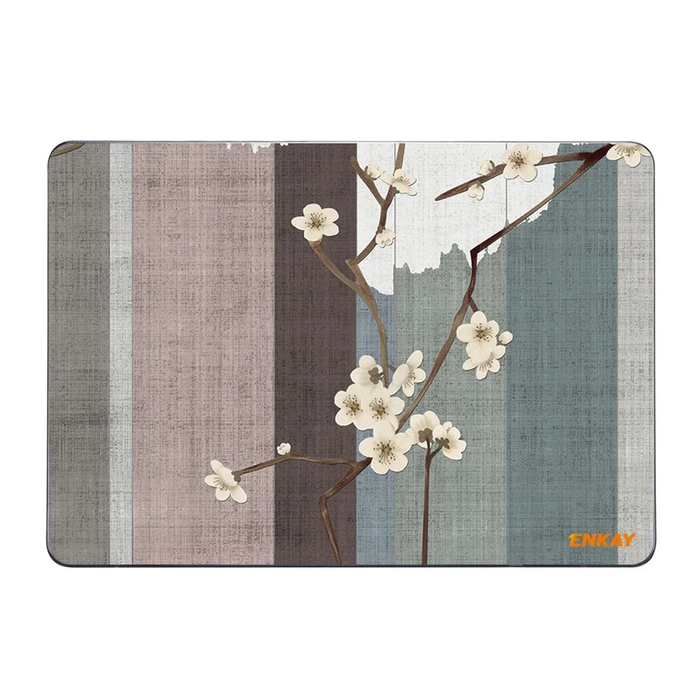 ENKAY HAT PRINCE For MacBook Pro 13 inch (2016-2017) A1706 A1708/(2018-2019) A1989/2019 A2159 Hard PC Laptop Case Flower Pattern Anti-scratch Notebook Cover - Plum Blossom - 3