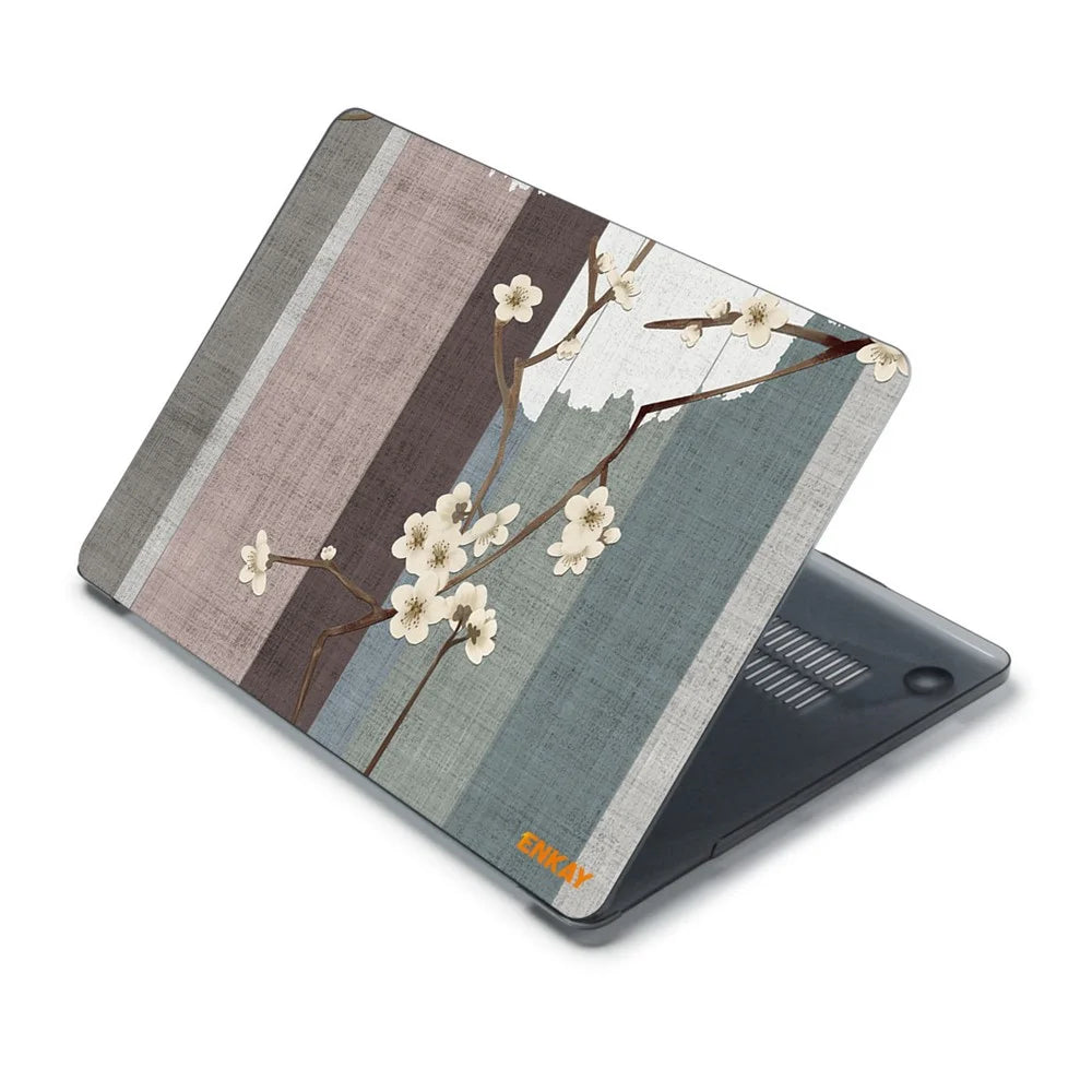 ENKAY HAT PRINCE For MacBook Pro 13 inch (2016-2017) A1706 A1708/(2018-2019) A1989/2019 A2159 Hard PC Laptop Case Flower Pattern Anti-scratch Notebook Cover - Plum Blossom - 4