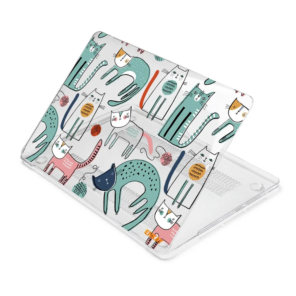 ENKAY HAT PRINCE for MacBook Pro 15 inch (2016-2017) A1707/A1990 Cute Animals Series Anti-Scratch Crystal Based Hard Patterned PC Sheer Laptop Protective Case - Slim Cats - 5