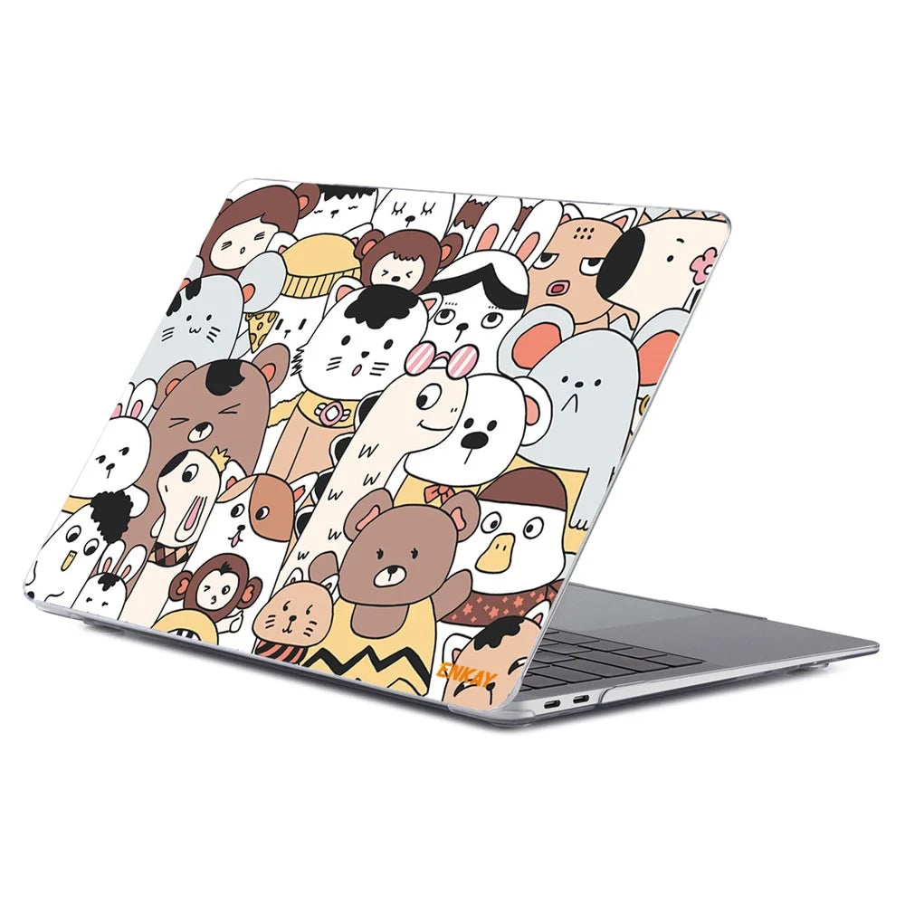 ENKAY HAT PRINCE for MacBook Pro 13-inch (2020) A2251/ (2020) A2289/ (2020) A2338 Cute Animals Series Notebook Cover Hard PC Transparent Laptop Protective Case - Zoo/Style 1 - 1