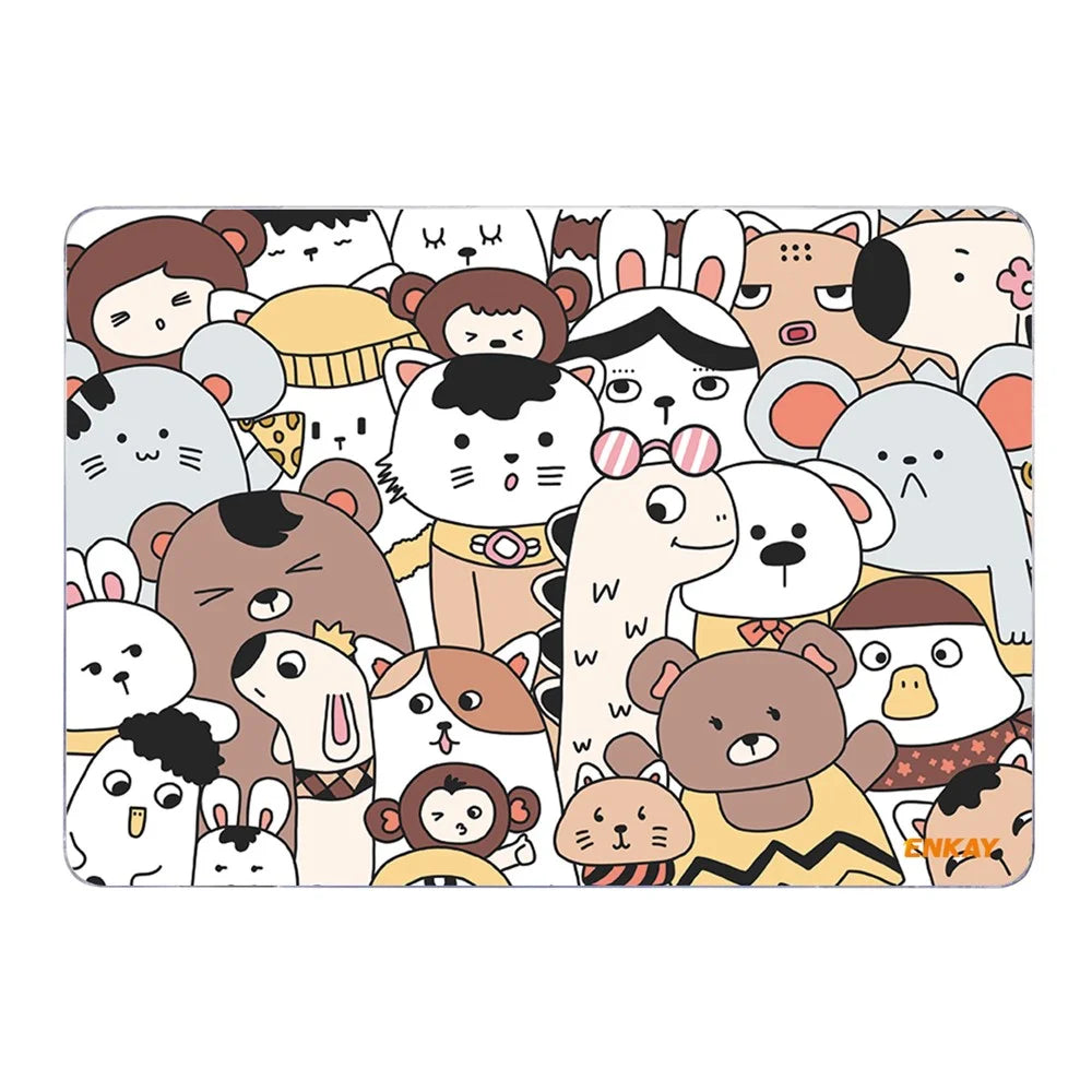 ENKAY HAT PRINCE for MacBook Pro 13-inch (2020) A2251/ (2020) A2289/ (2020) A2338 Cute Animals Series Notebook Cover Hard PC Transparent Laptop Protective Case - Zoo/Style 1 - 2