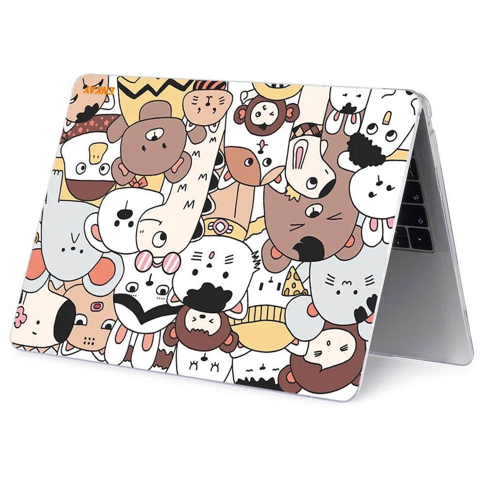 ENKAY HAT PRINCE for MacBook Pro 13-inch (2020) A2251/ (2020) A2289/ (2020) A2338 Cute Animals Series Notebook Cover Hard PC Transparent Laptop Protective Case - Zoo/Style 1 - 4