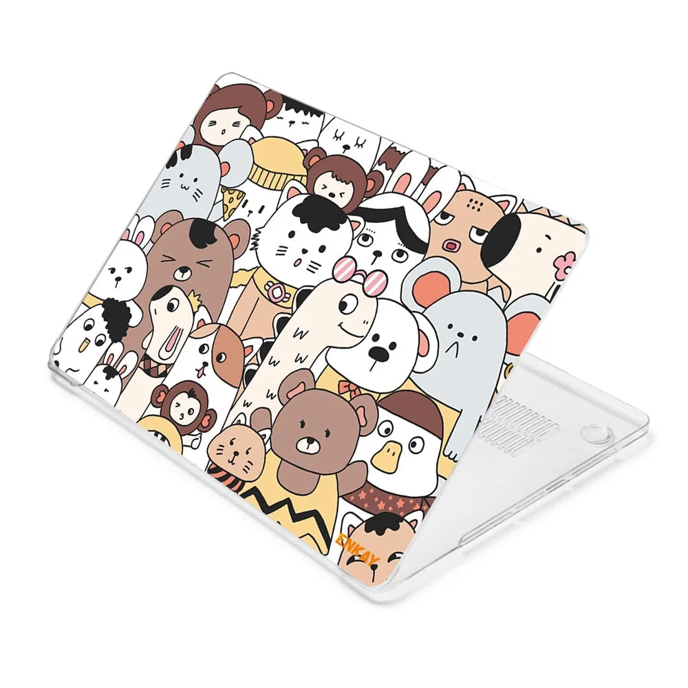 ENKAY HAT PRINCE for MacBook Pro 13-inch (2020) A2251/ (2020) A2289/ (2020) A2338 Cute Animals Series Notebook Cover Hard PC Transparent Laptop Protective Case - Zoo/Style 1 - 5