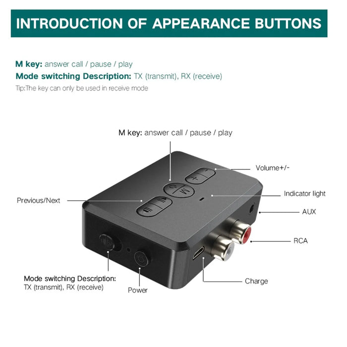 RT01 Bluetooth-compatible Transmitter + Receiver Portable Wireless Bluetooth-compatible Adapter Bluetooth-compatible Call Car Accessory - 3