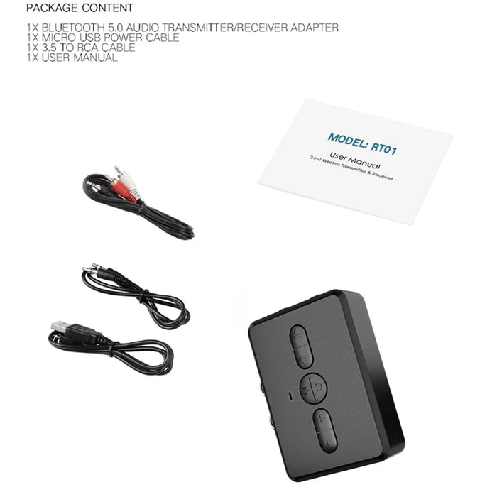 RT01 Bluetooth-compatible Transmitter + Receiver Portable Wireless Bluetooth-compatible Adapter Bluetooth-compatible Call Car Accessory - 4