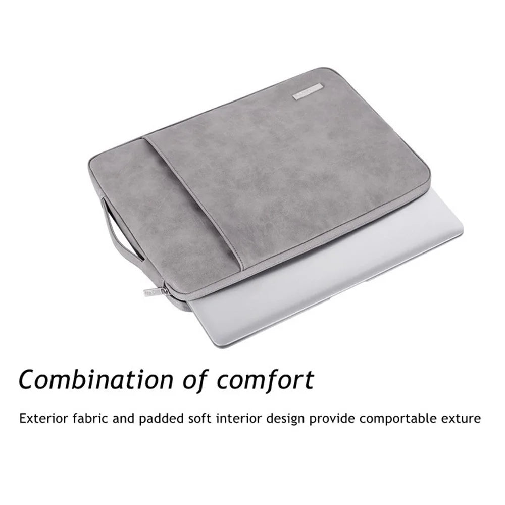 CANVASARTISAN L11-89 13 inch Notebook Sleeve PU Leather Anti-dust Full Protection Laptop Computer Sleeve Handbag - Grey - 4