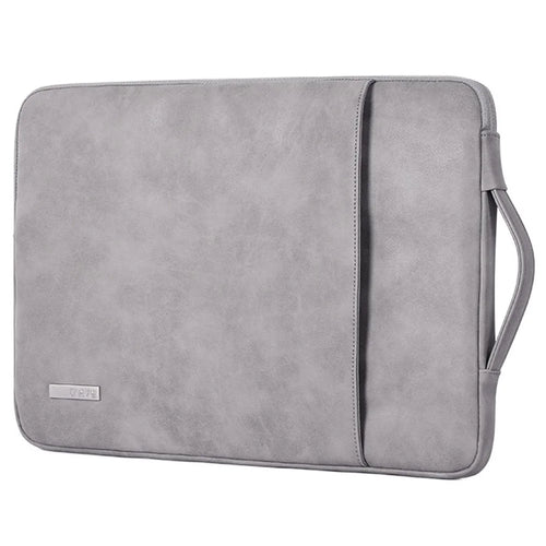 CANVASARTISAN L11-89 Anti-scratch PU Leather 14 inch Laptop Sleeve Case Large Portable Notebook Computer Handbag - Grey - 1