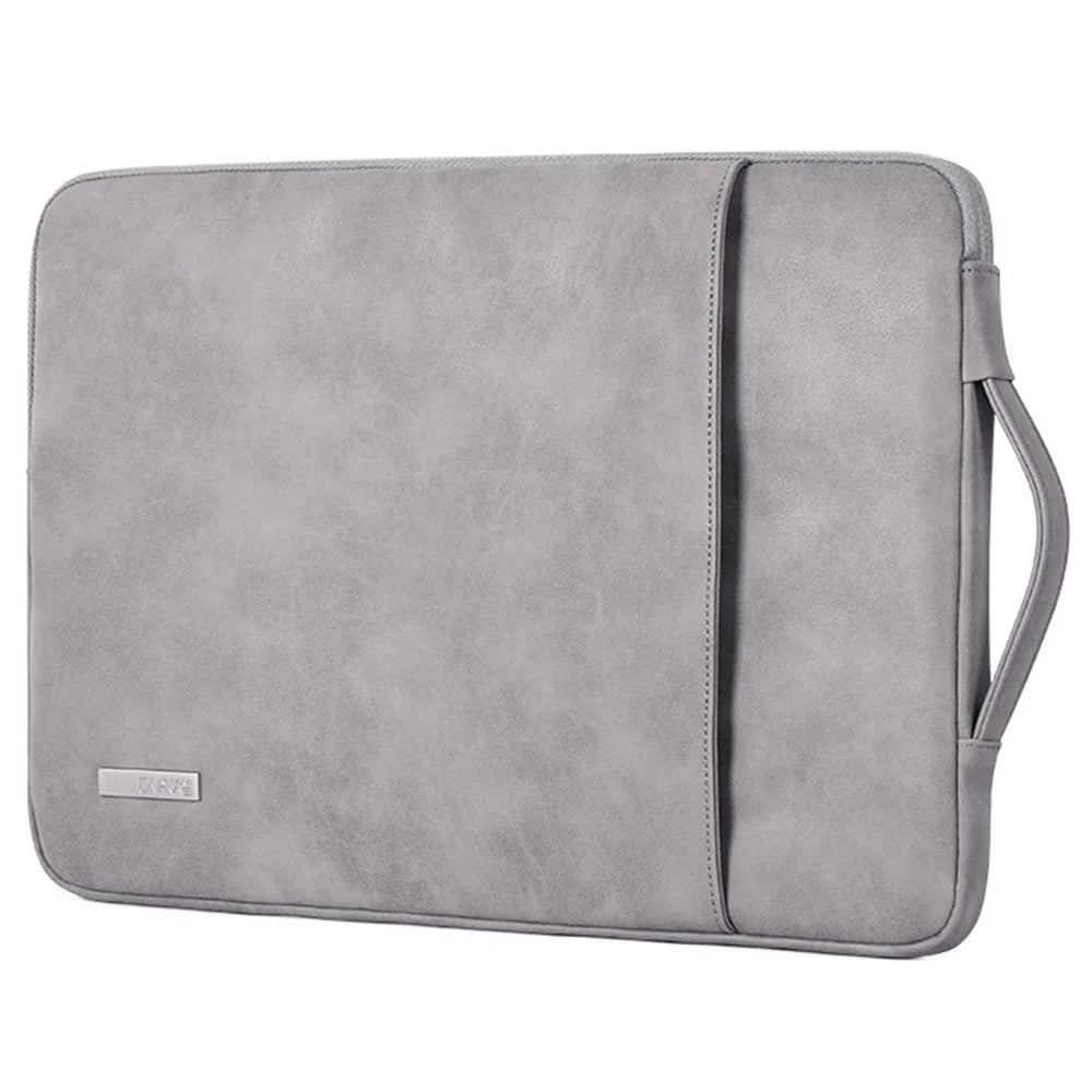 CANVASARTISAN L11-89 Anti-scratch PU Leather 14 inch Laptop Sleeve Case Large Portable Notebook Computer Handbag - Grey - 1