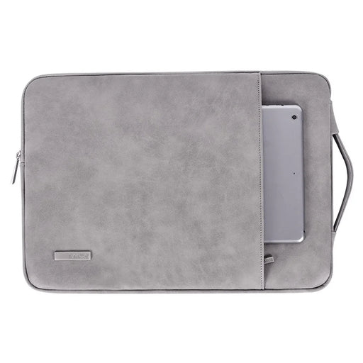 CANVASARTISAN L11-89 Anti-scratch PU Leather 14 inch Laptop Sleeve Case Large Portable Notebook Computer Handbag - Grey - 2