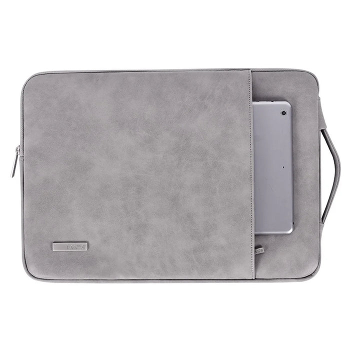 CANVASARTISAN L11-89 Anti-scratch PU Leather 14 inch Laptop Sleeve Case Large Portable Notebook Computer Handbag - Grey - 2